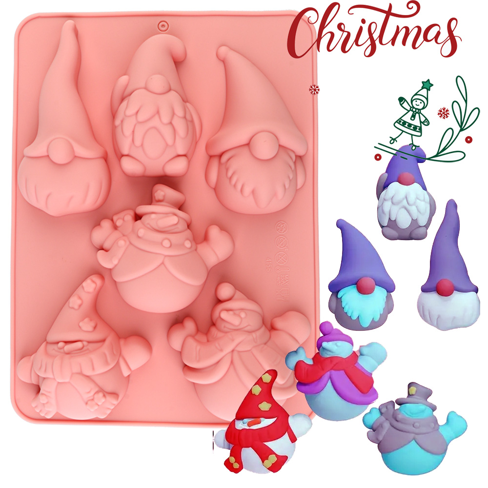 Candle Making Diy - 6-Cavity Christmas Gnome Cake Chocolate Silicone