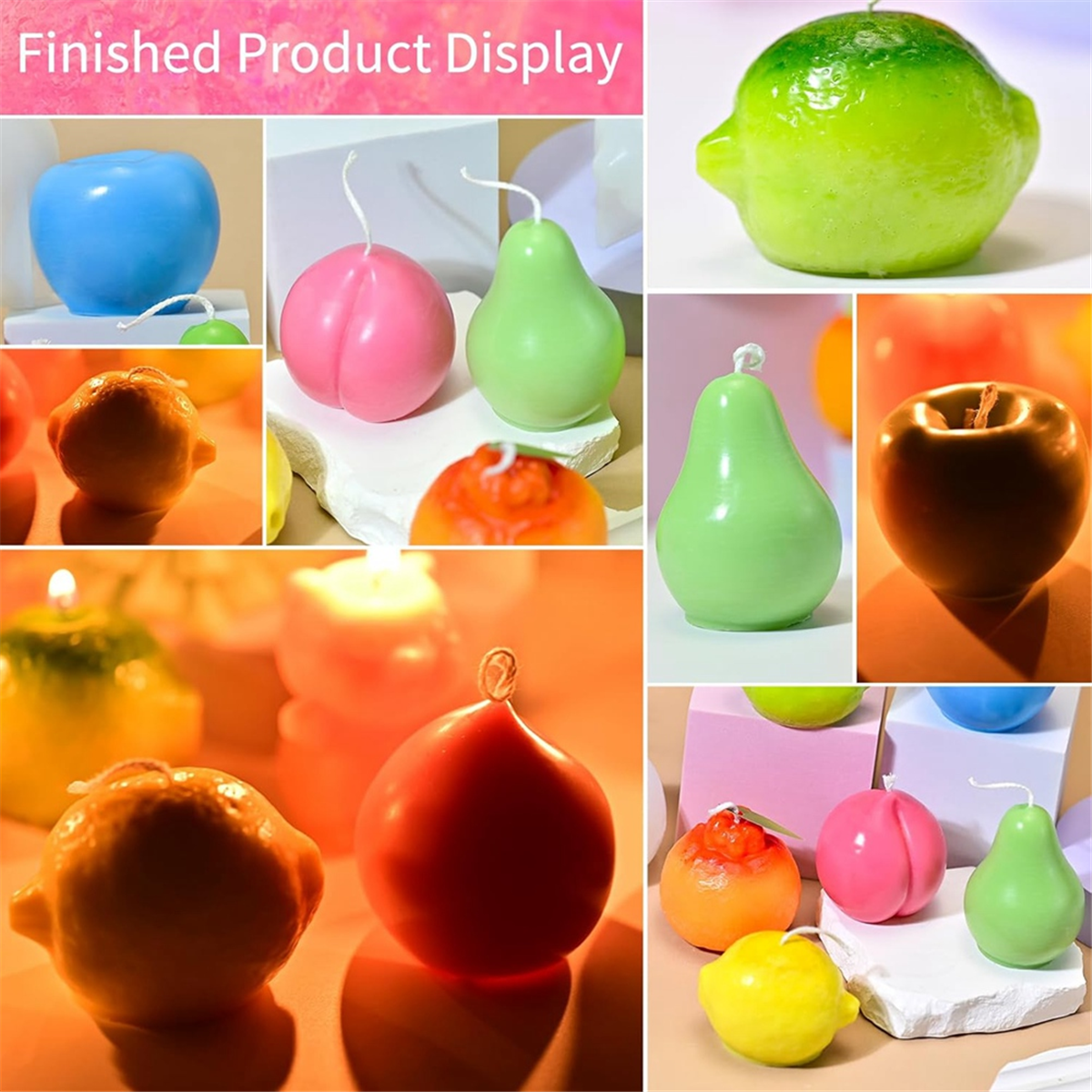 Candle Mold Silicone - AA98 5Pcs Fruit Candle Molds Set,