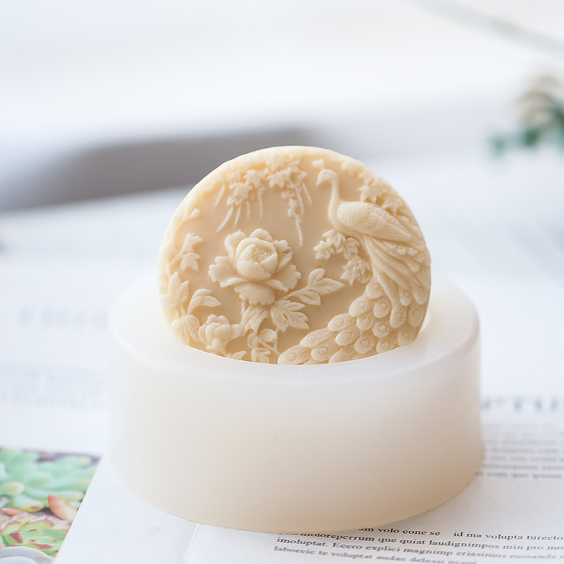 Candle Making Products - Peacock Flower Pattern Silicone Soap Mold