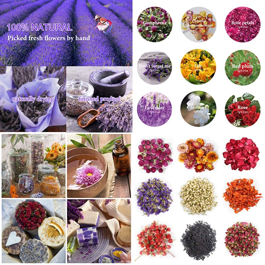 Candle Making Diy - 9 Bags Dried Flowers,100% Natural Dried