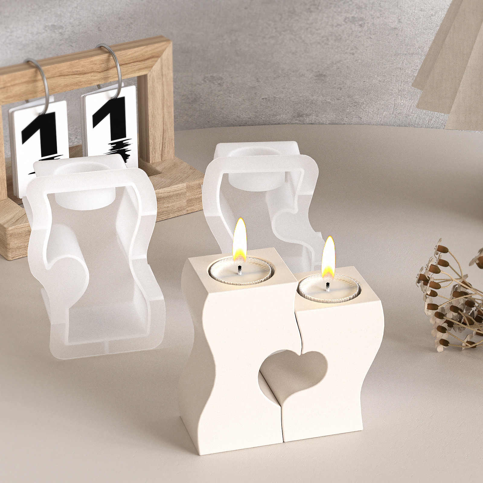 S Heart Candlestick Silicone M – Candle Making Design recenzja i cena