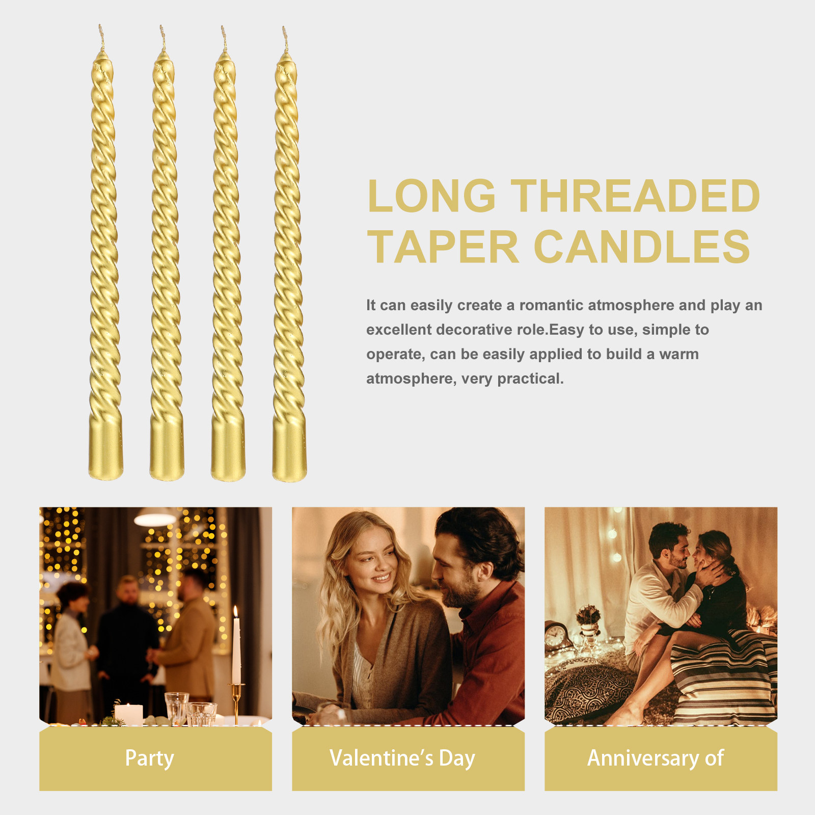 4pcs Threaded Scented Dinner H – Paraffin Candle Wax recenzja i cena